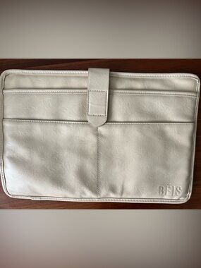 BEIS Cream Faux-Leather Tech Sleeve with Snap Strap